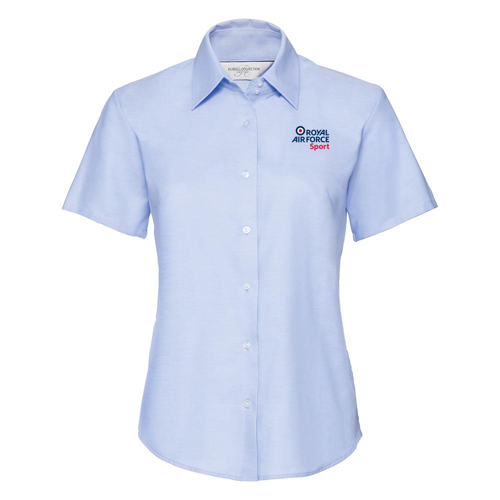 RAF Athletics Ladies Short Sleeve Oxford Shirt Oxford Blue